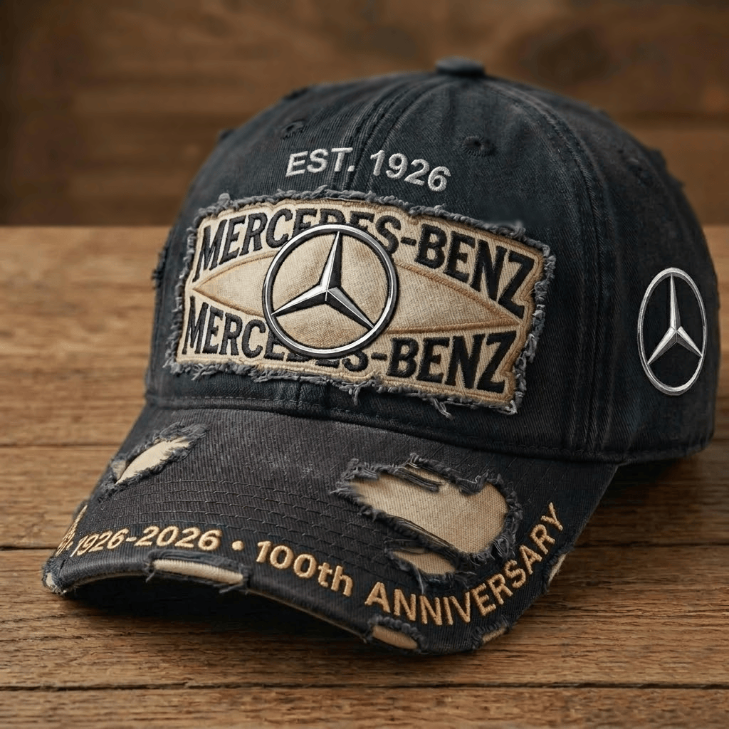 Merc Black 100th Anniversary Denim Classic Cap 1926-2026 - WearAndDecor