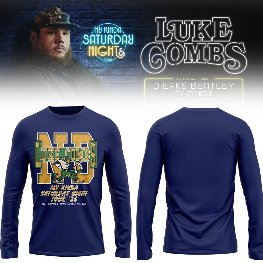 Snl Merch Luke Combs ND Fighting Irish Long Sleeve Shirt 2026 Saturday Night Tour ...