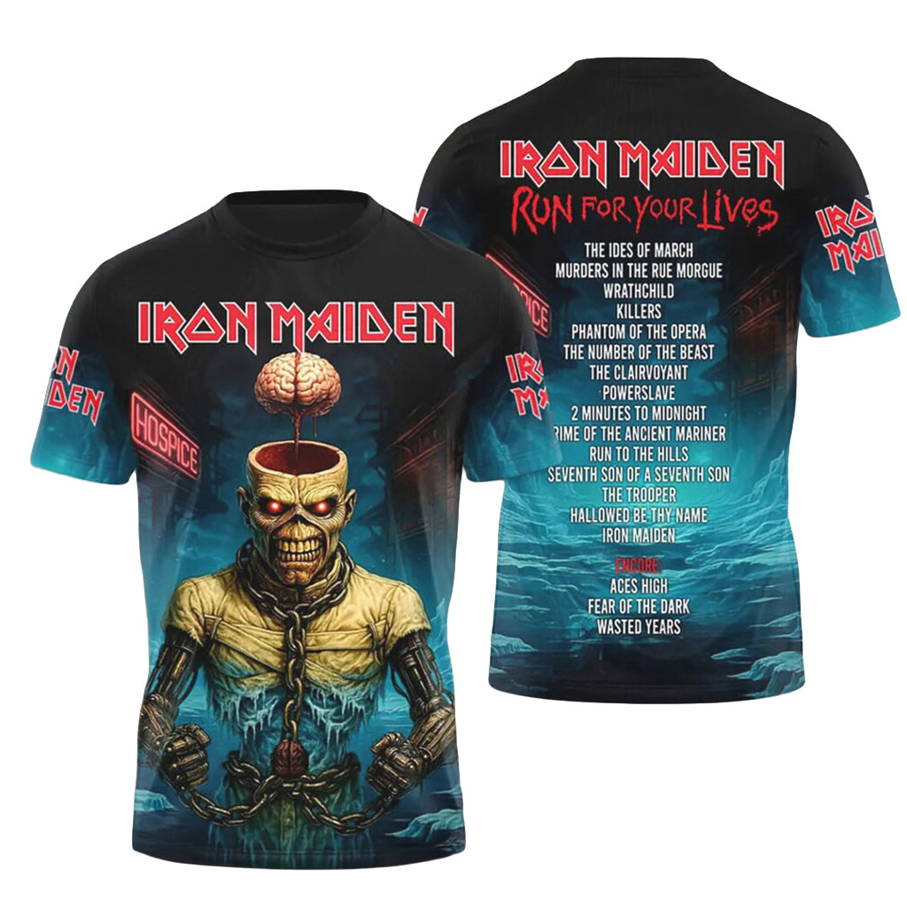 Iron Maiden Run For Your Lives World Tour 2026 Merch Piece of Mind T ...