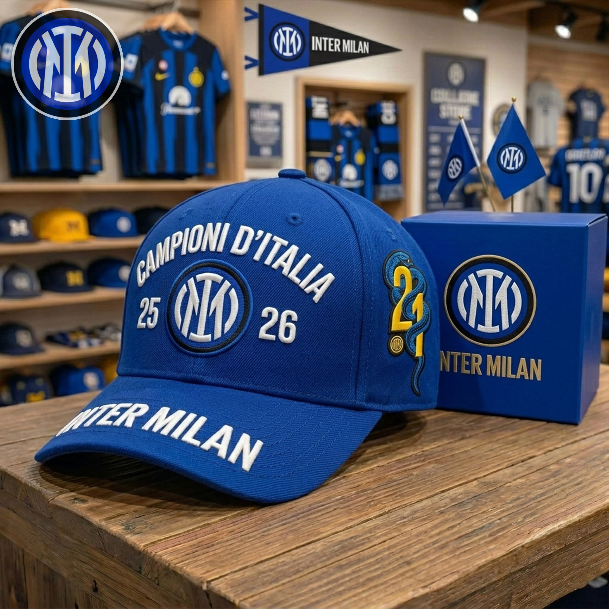 Inter Milan 2025 2026 Italian Champions Commemorative Hat Inter Milan ...