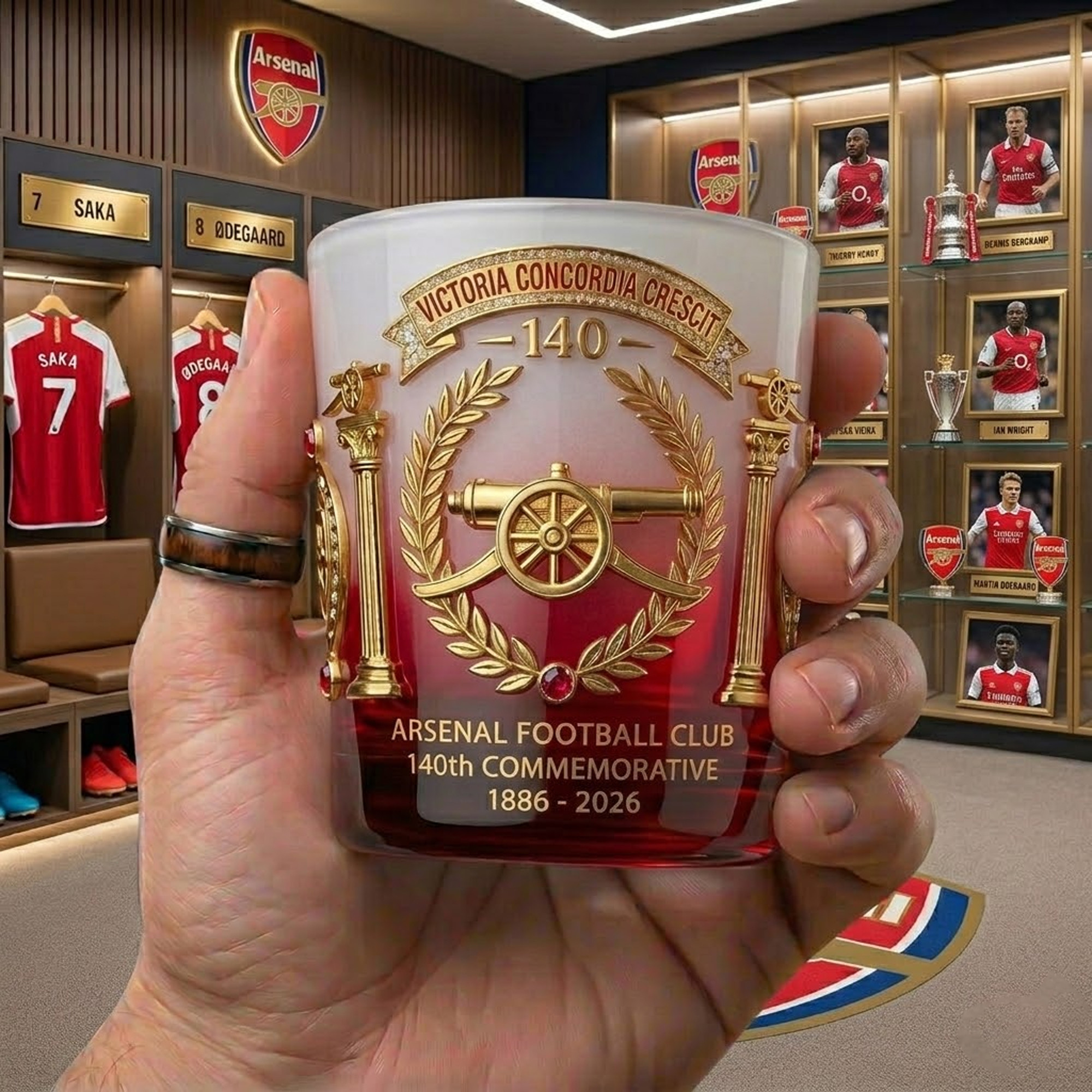 Arsenal Football Club 140th Commemorative 1886 2026 Glass Arsenal FC ...
