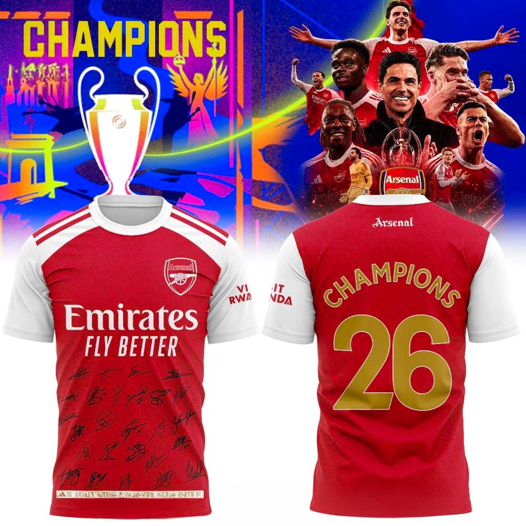 Arsenal Champions League 2026 T-Shirt Arsenal Premier League Champions ...