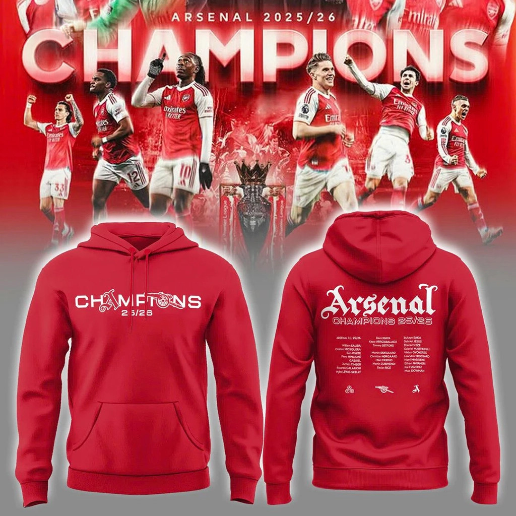 Arsenal Premier League Champions 2026 Hoodie Arsenal Merch Gifts For ...