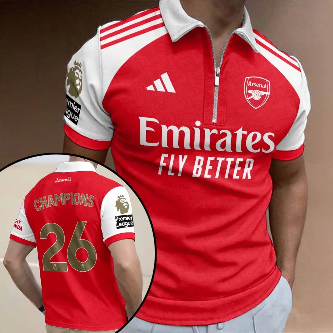 Arsenal Emirates Fly Better Champions 26 Zip Polo Shirt Arsenal FC ...