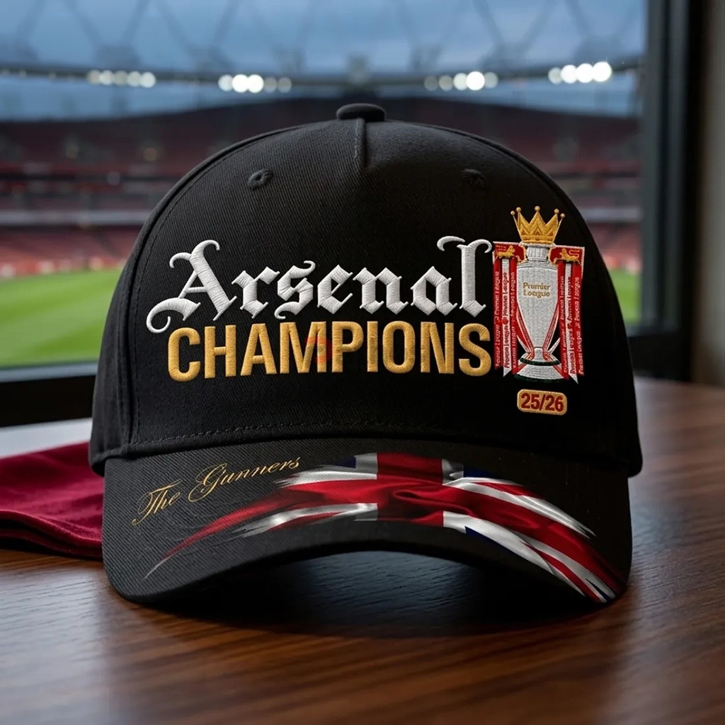 Arsenal FC Premier League Champions 25 26 Hat Embroidered The Gunners ...