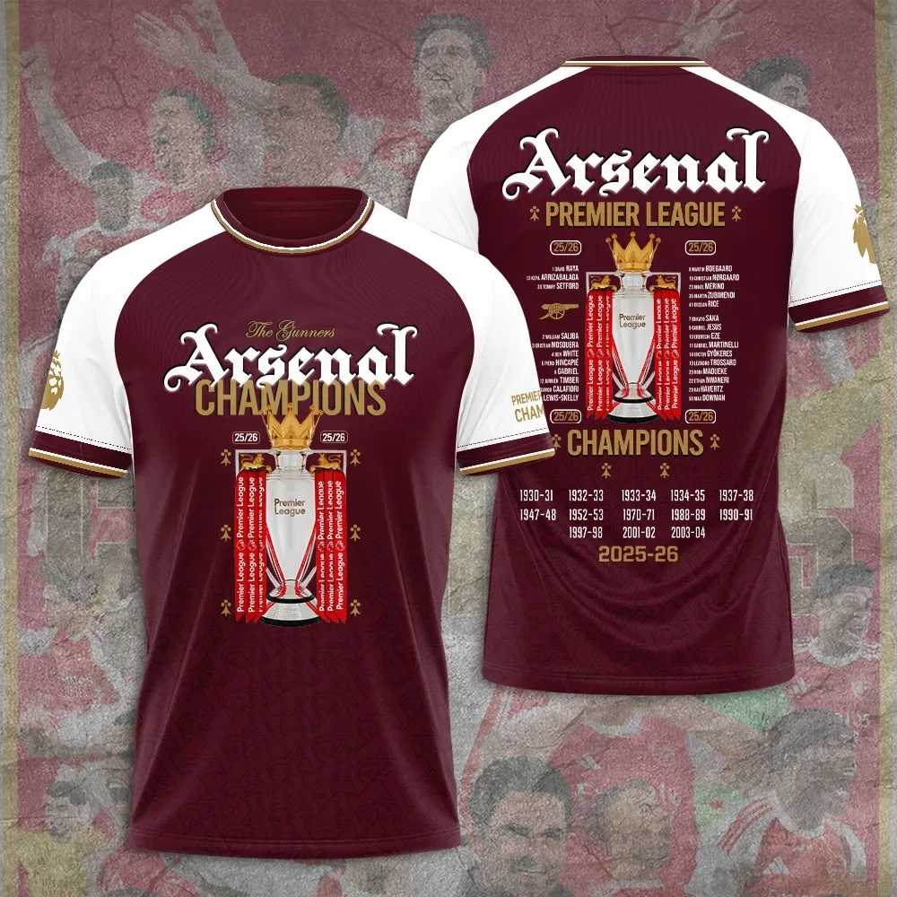 Arsenal FC Premier League Champions 25 26 T-Shirt Arsenal Merch ...