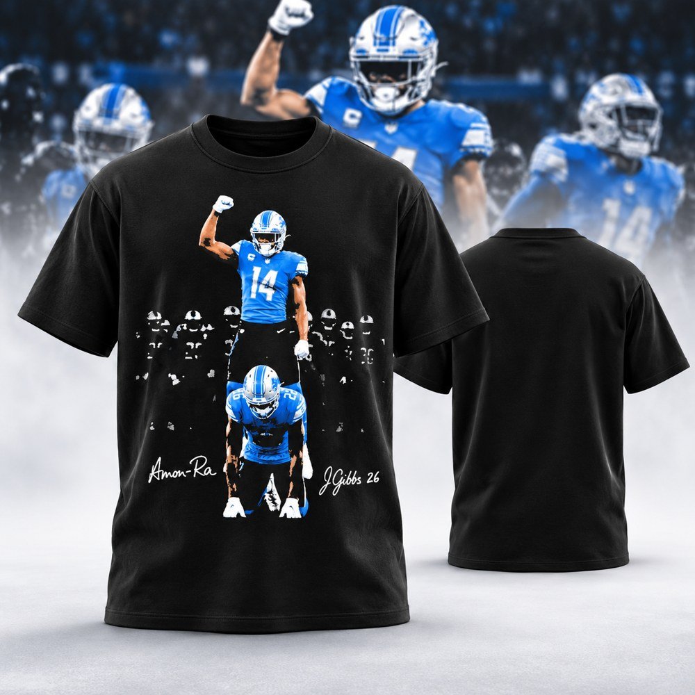 Detroit Lions Merch Amon Ra St Brown Jahmyr Gibbs T-Shirt Gifts For One Pride
