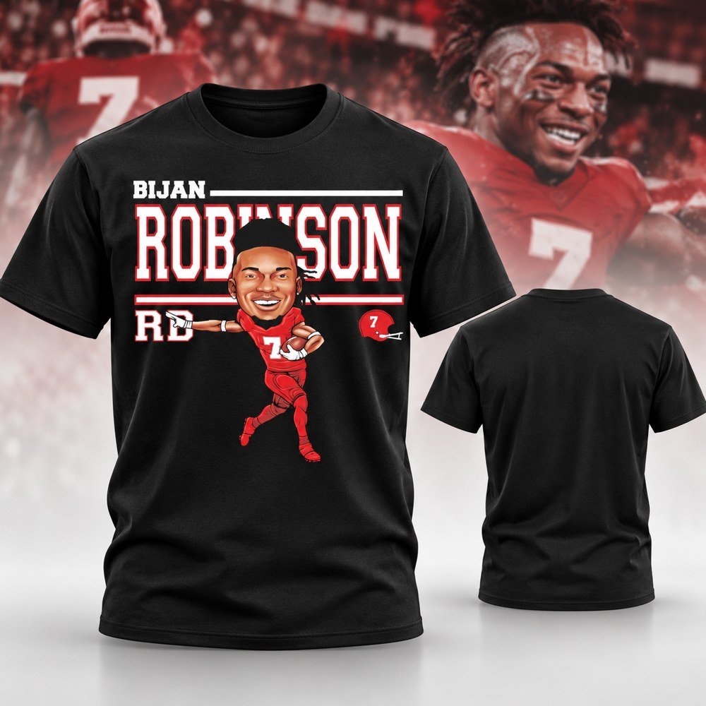 Atlanta Falcons Merch Bijan Robinson Number 7 Running Back T-Shirt Falcons Game Day Apparel