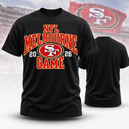 San Francisco 49Ers Merch Melbourne Game 2026 Graphic T-Shirt 49Ers Football Game Day Attire