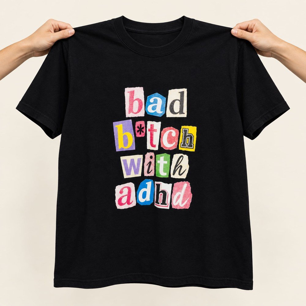 Paris Hilton Merch Bad Bitch With ADHD T-Shirt Urban Clothing Gifts For ADHD Friend