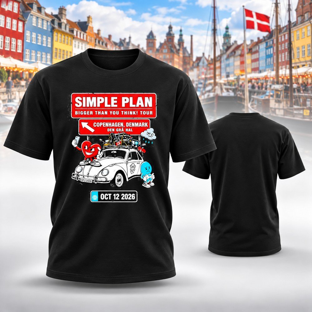 Simple Plan Merch Copenhagen Denmark Event T-Shirt Rock Band Apparel Simple Plan Fans Gifts