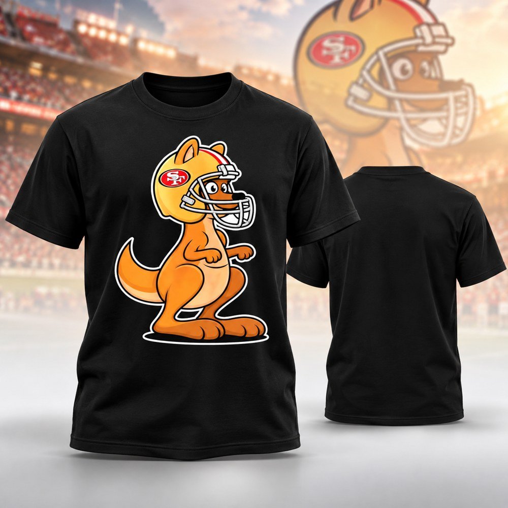 San Francisco 49Ers Merch Melbourne Game 2026 Cartoon Kangaroo T-Shirt 49Ers Game Day Attire