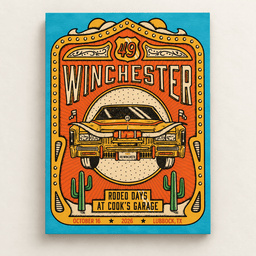 49 Winchester Merch Rodeo Days Cook_s Garage 2026 Vintage Western Car Poster Rock Lovers Gifts