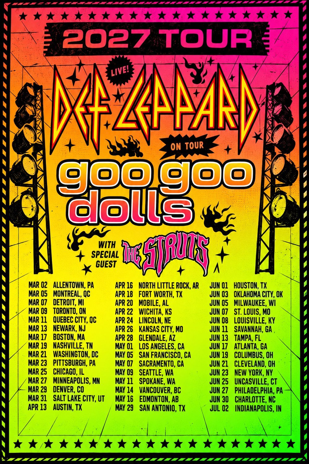 Def Leppard Merch Goo Goo Dolls Tour 2027 North America Poster Gifts For Def Leppard Fans