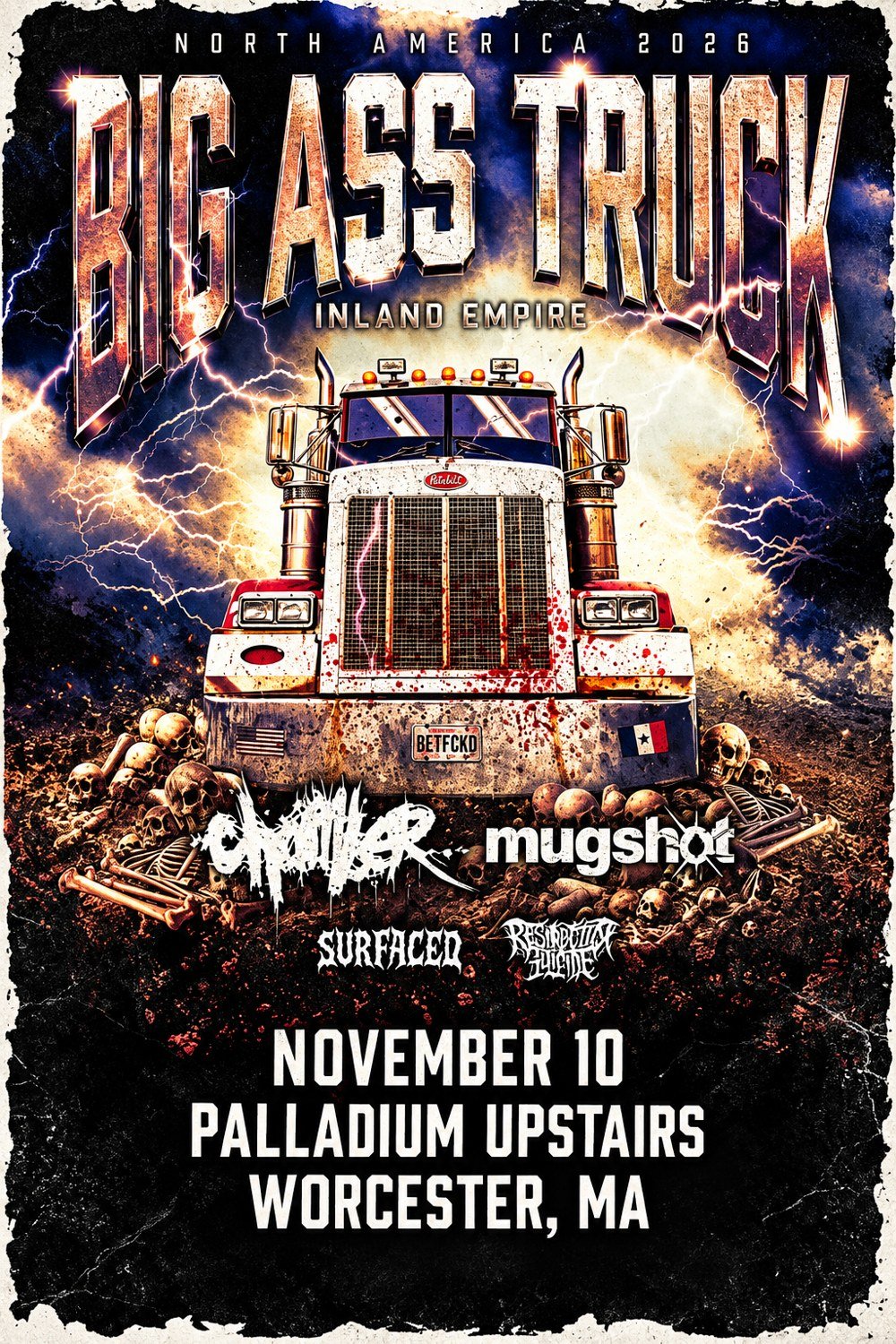 Big Ass Truck Merch North America 2026 Inland Empire Palladium Upstairs Worcester Poster