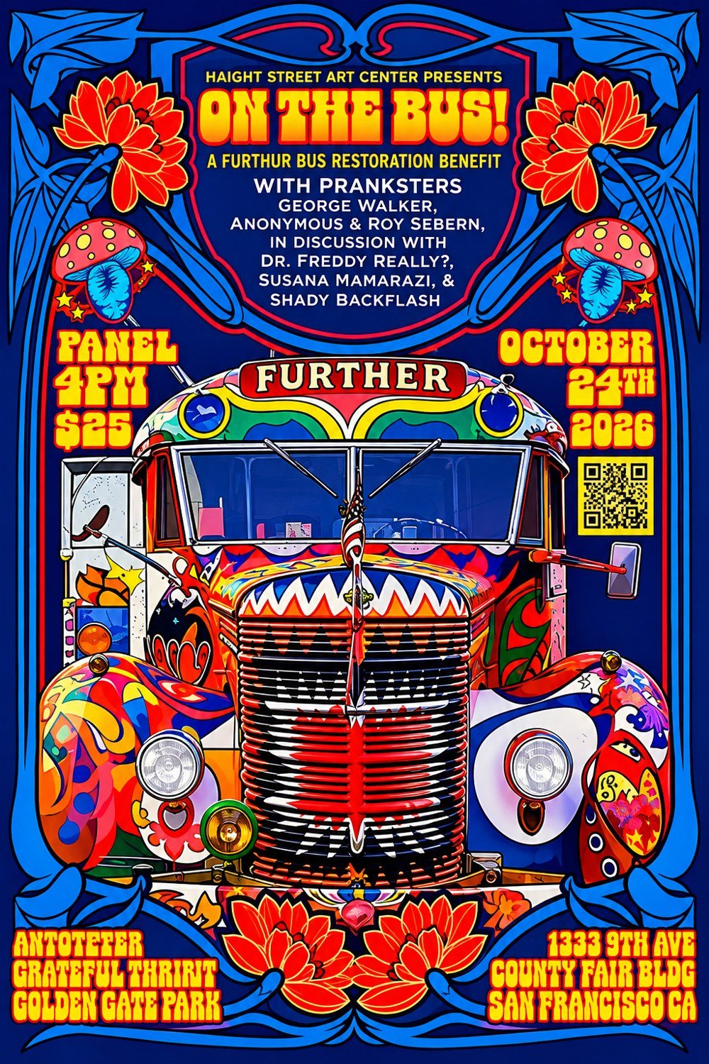 On The Bus Further Bus Restoration Benefit Golden Gate Park Poster Art On Wall Best Gifts