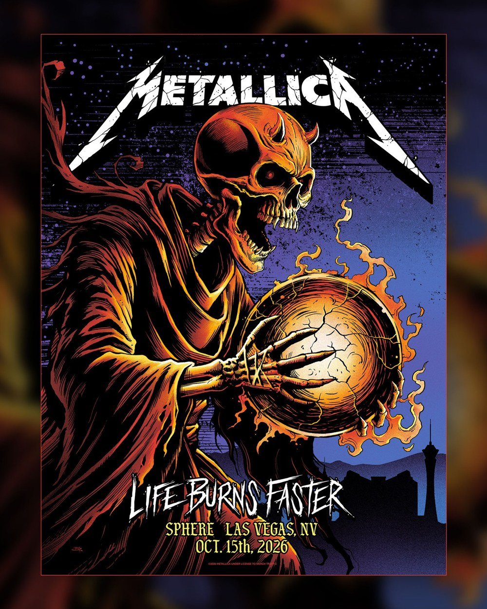 Metallica Merch Life Burn Faster 2026 Las Vegas Concert Poster Gifts For Metallica Lovers