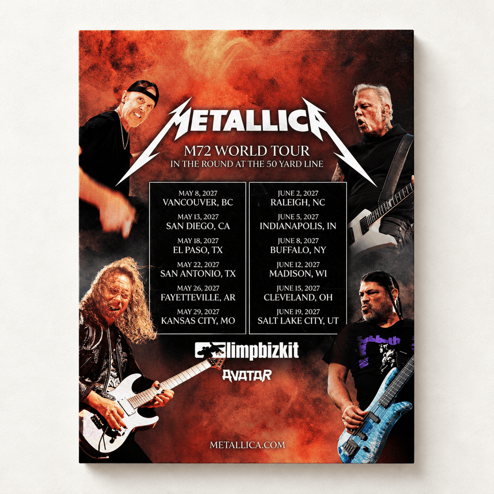 Metallica Merch M72 World Tour 2027 North America Red Concert Poster Metallica Lovers Gifts