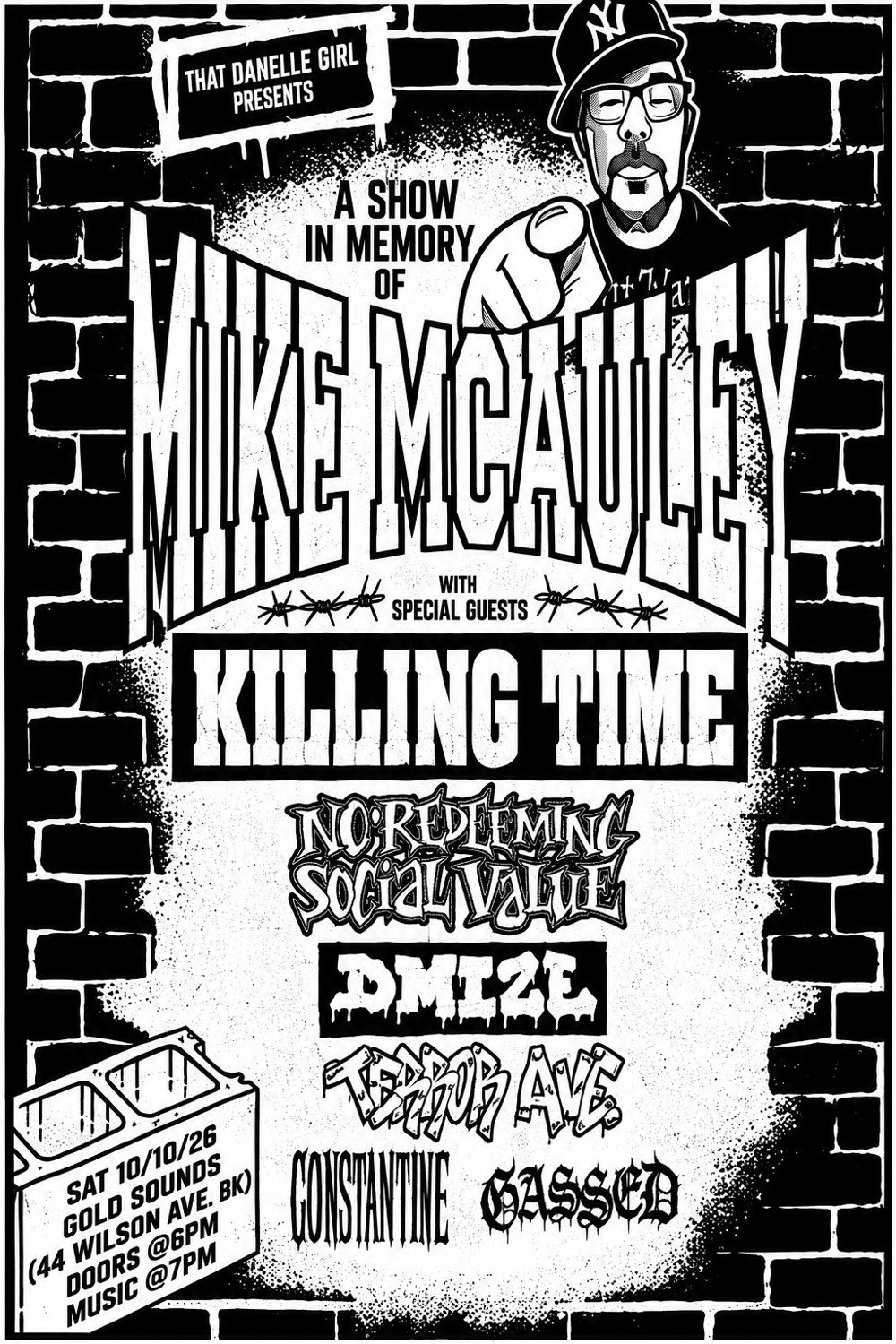A Show In Memory Of Mike McAuley Killing Time Gold Sounds Poster Wall Hanging Decor