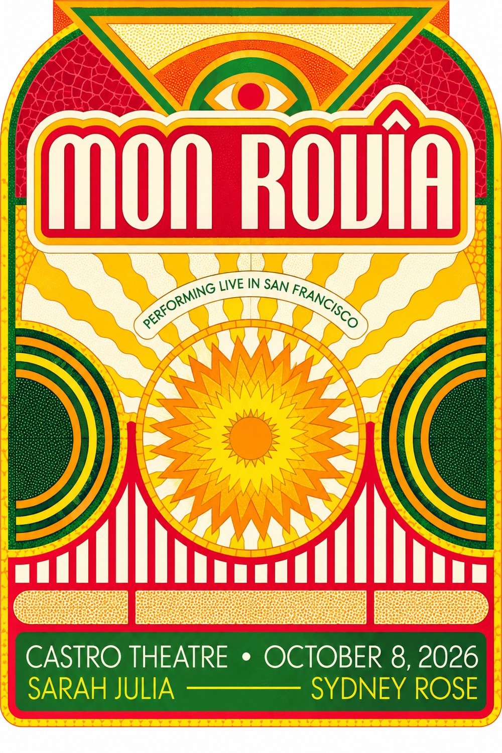Mon Rovia 2026 San Francisco Concert Poster Mon Rovia Merch Wall Hanging Decor