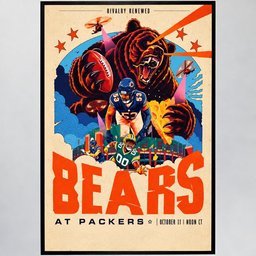 Chicago Bears Merch Bears At Packers Lambeau Field Poster Wall Art Decor Football Lovers Gifts