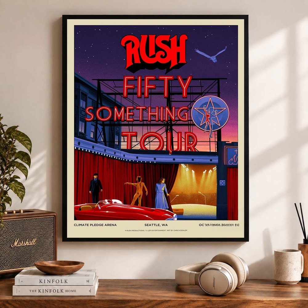 Rush Merch Fifty Something Tour Seattle WA 2026 Poster Wall Art Decor Gifts For Rush Fans