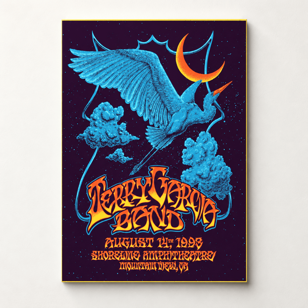 Terry Gerding Band Shoreline Amphitheatre Blue Bird Moon Concert Poster Wall Hanging Decor