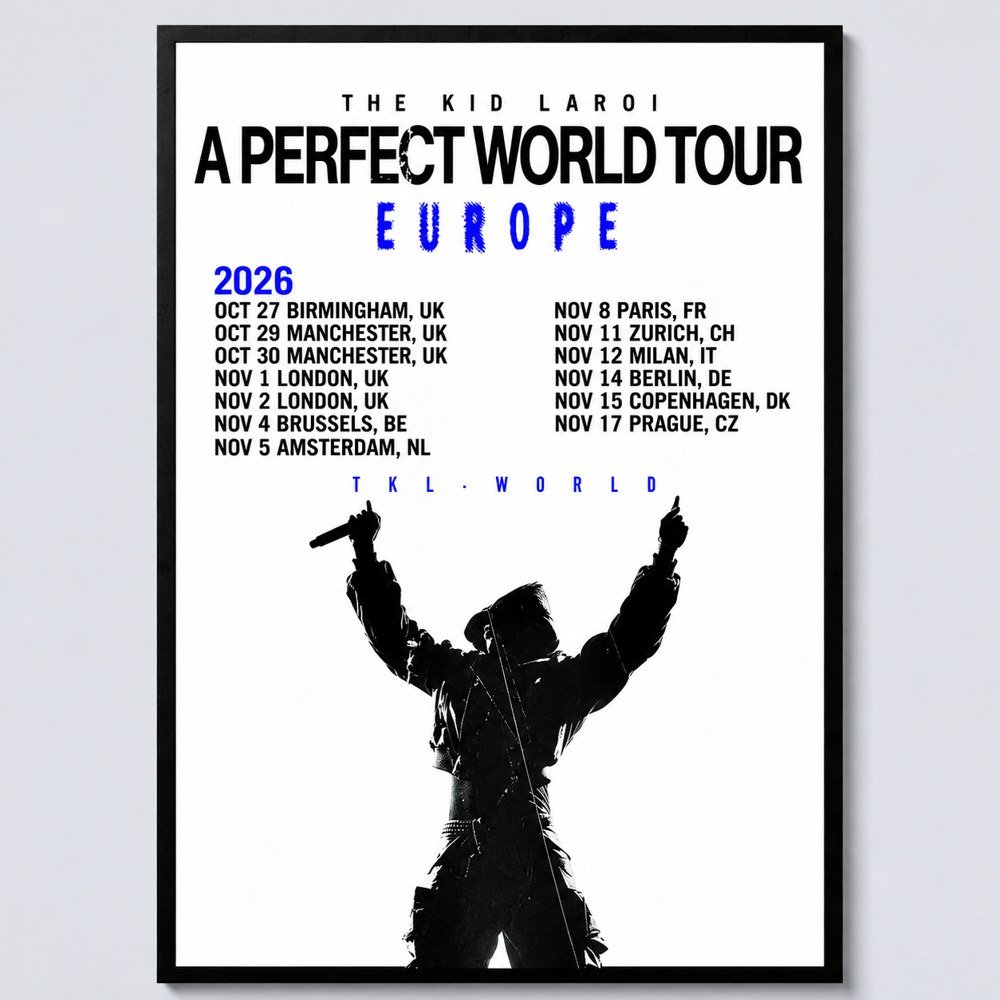 The Kid Laroi A Perfect World Tour Europe 2026 Poster Home Decor Gifts For The Kid Laroi Fans