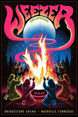 Weezer The Gathering Bridgestone Arena 2026 Tour Nashville Poster Gifts For Weezer Fans