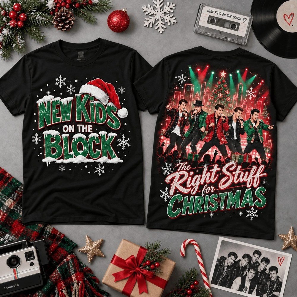 New Kids on the Block Merch Right Stuff Christmas Shirt Band Music Apparel Gifts For Boy Band Fans