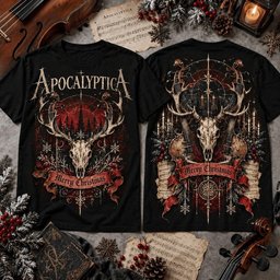 Apocalyptica Merch Gothic Reindeer Skull Xmas Shirt Apocalyptica Outfit Gifts For Metal Music Lovers