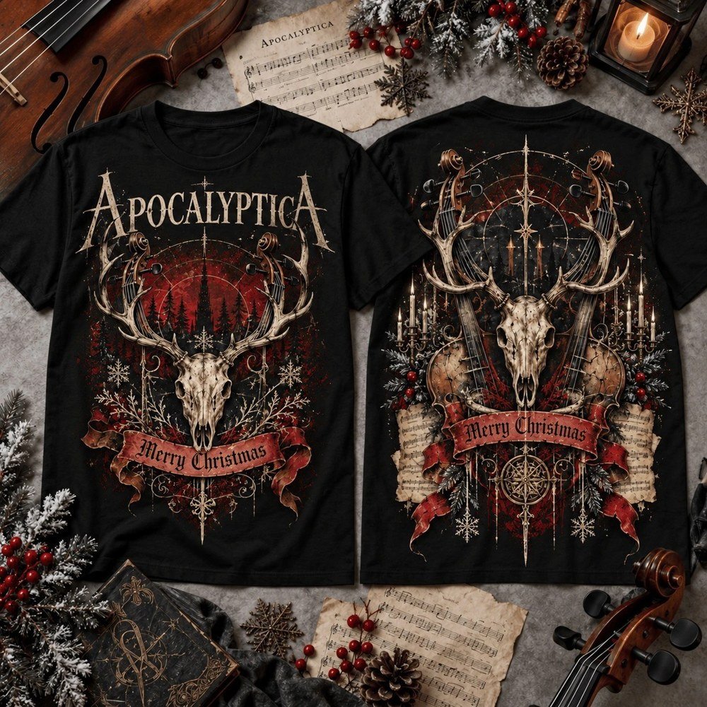 Apocalyptica Merch Gothic Reindeer Skull Xmas Shirt Apocalyptica Outfit Gifts For Metal Music Lovers
