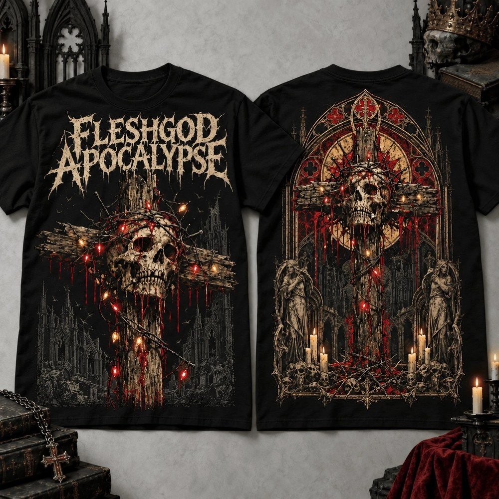 Fleshgod Apocalypse Merch Bloody Skull Xmas Shirt Apocalypse Outfit Gifts Xmas For Death Metal Lovers
