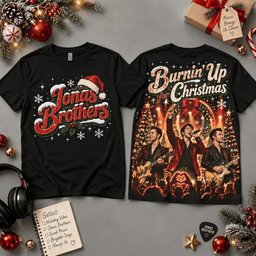 Jonas Brothers Merch Burnin Up Xmas Concert Shirt Jonas Brothers Outfit Gifts For Pop Music Lovers