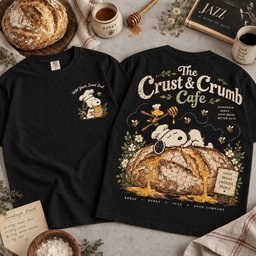 Snoopy Merch Sourdough and Honey Crust & Crumb Cafe Shirt Cartoon Outfit Gifts For Peanuts Lovers