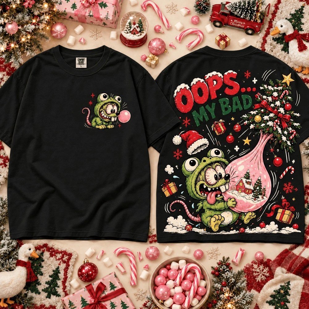 Baby Rat Fink Frog Merch Xmas Oops My Bad Bubble Trouble Shirt Xmas Apparel Gifts For Rat Fink Lovers