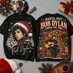 Bob Dylan Merch Santa Seated Guitar Shirt Bob Dylan Apaprel Gifts For Folk Rock Lovers
