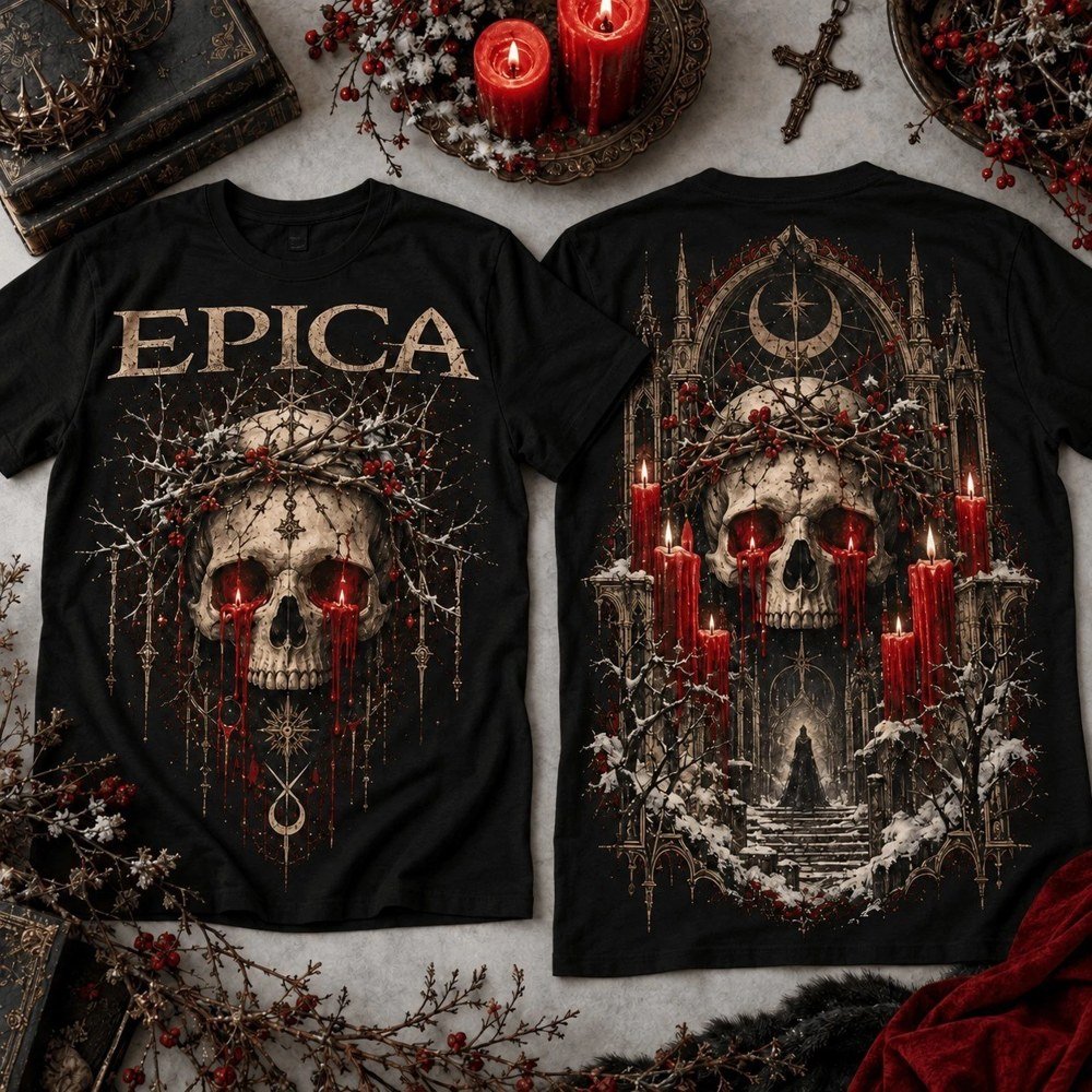 Epica Merch Dark Christmas Thorn Crown Skull Shirt Epica Outfit Xmas Gifts For Symphonic Metal Lovers