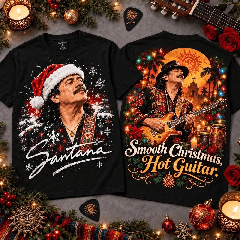 Santana Merch Smooth Xmas Guitar Shirt Santana Apaprel Gifts For Classic Rock Fans