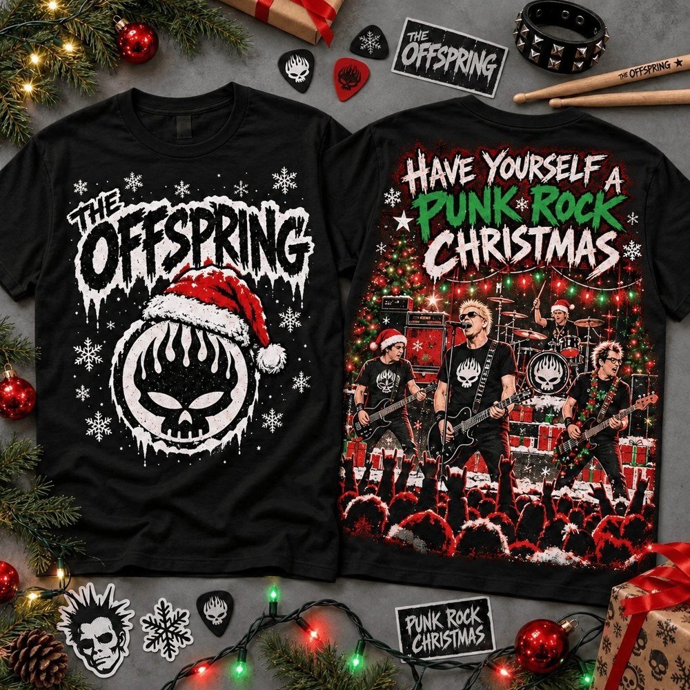 The Offspring Merch Punk Rock Xmas Skull Shirt The Offspring Outfit Gifts For Alternative Music Fan