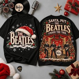 The Beatles Merch Santa Under the Tree Shirt The Beatles Outfit Xmas Gifts For Classic Rock Fans