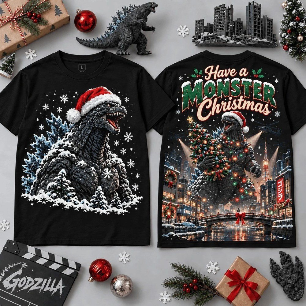Godzilla Snowy Monster Merch City Christmas Shirt Godzilla Outfit Gifts For Kaiju Movie Lovers
