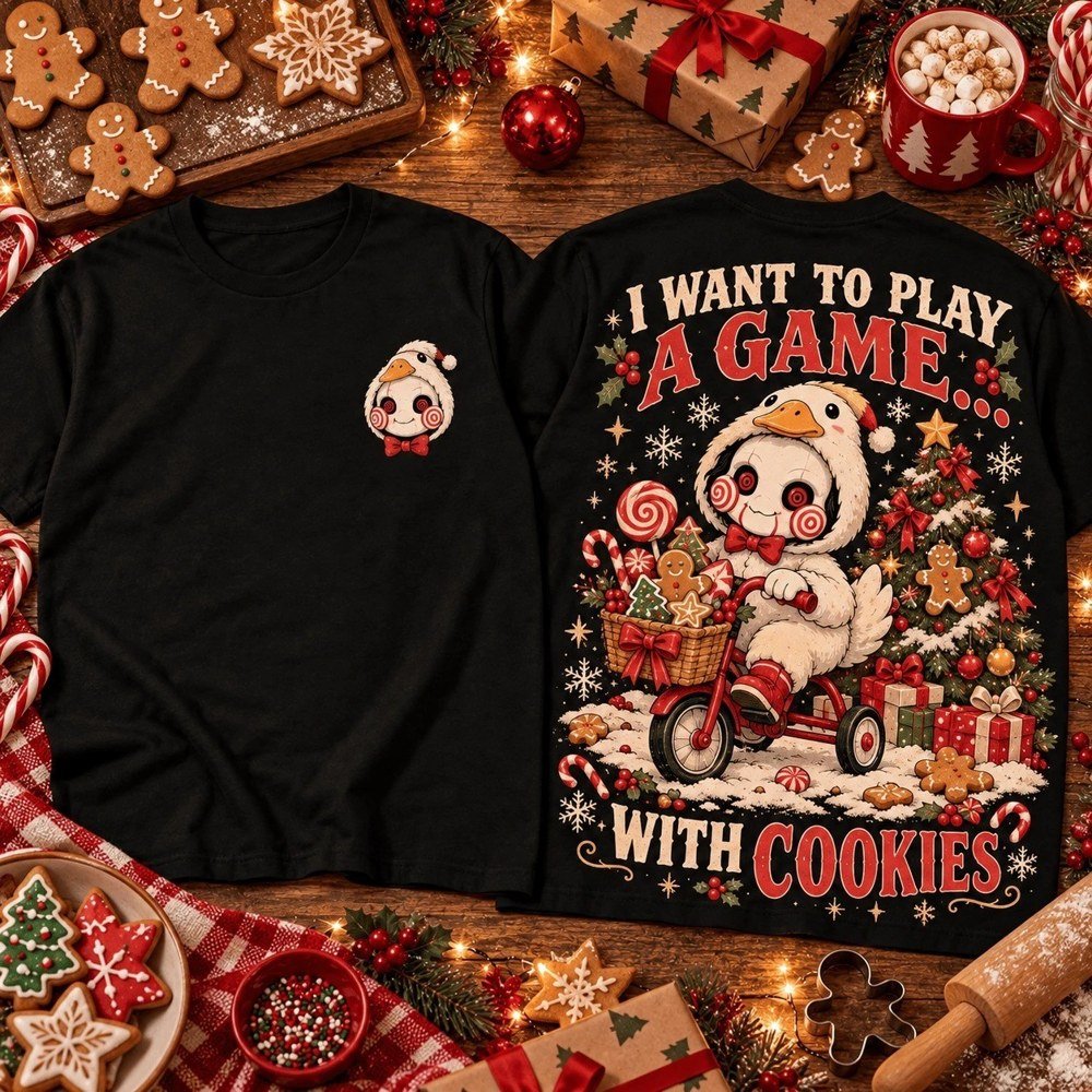 Jigsaw Merch I Want To Play A Game With Cookies Christmas Shirt Xmas Apparel Gifts For Jigsaw Lovers