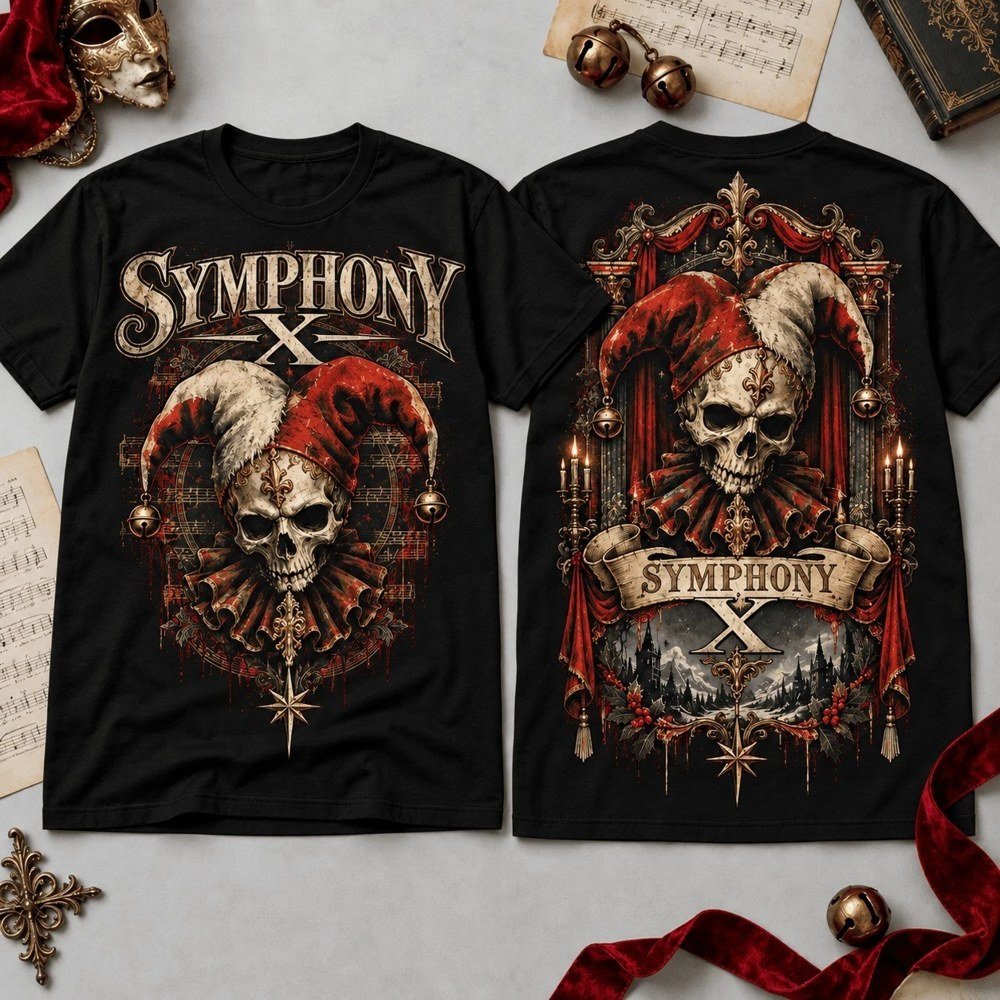 Symphony X Merch Dark Xmas Jester Skull Shirt Symphony X Outfit Xmas Gifts For Metal Music Lovers
