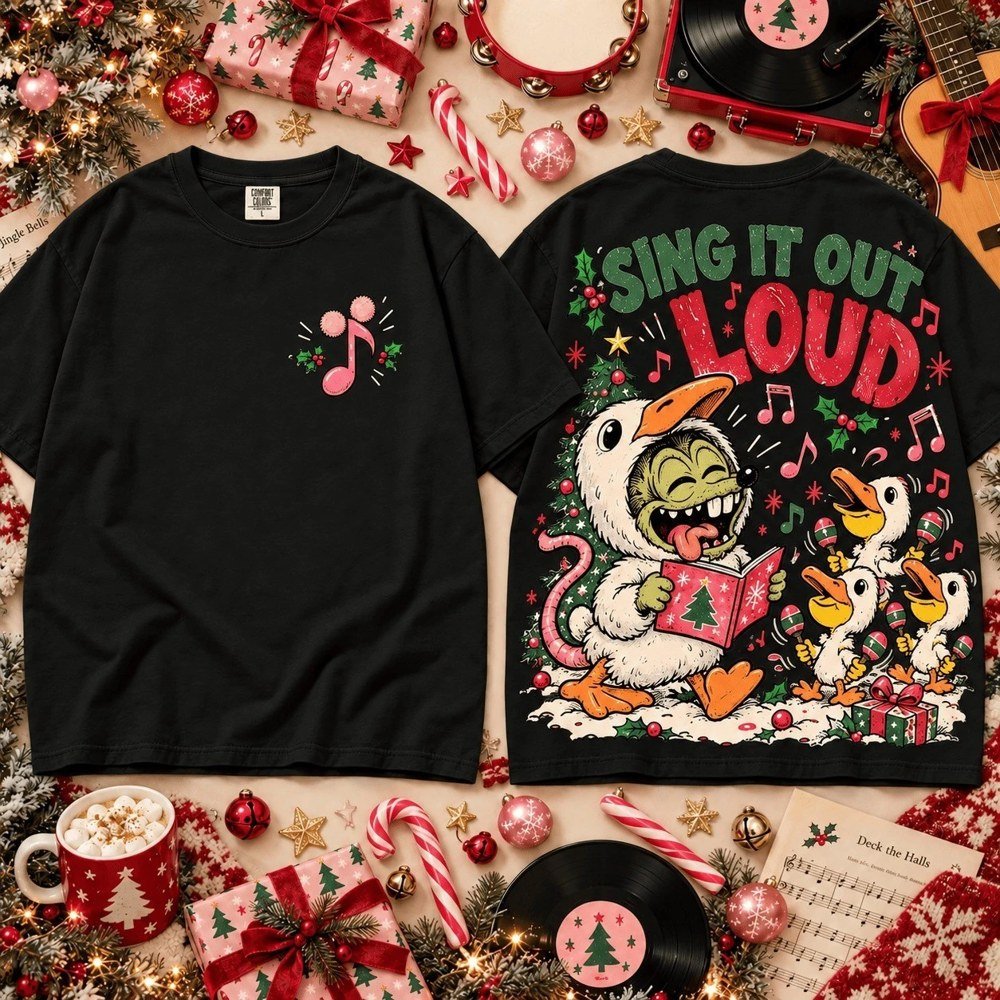 Baby Rat Fink Goose x Woodstock Merch Sing It Out Loud Shirt Xmas Attire Gifts For Rat Fink Lovers