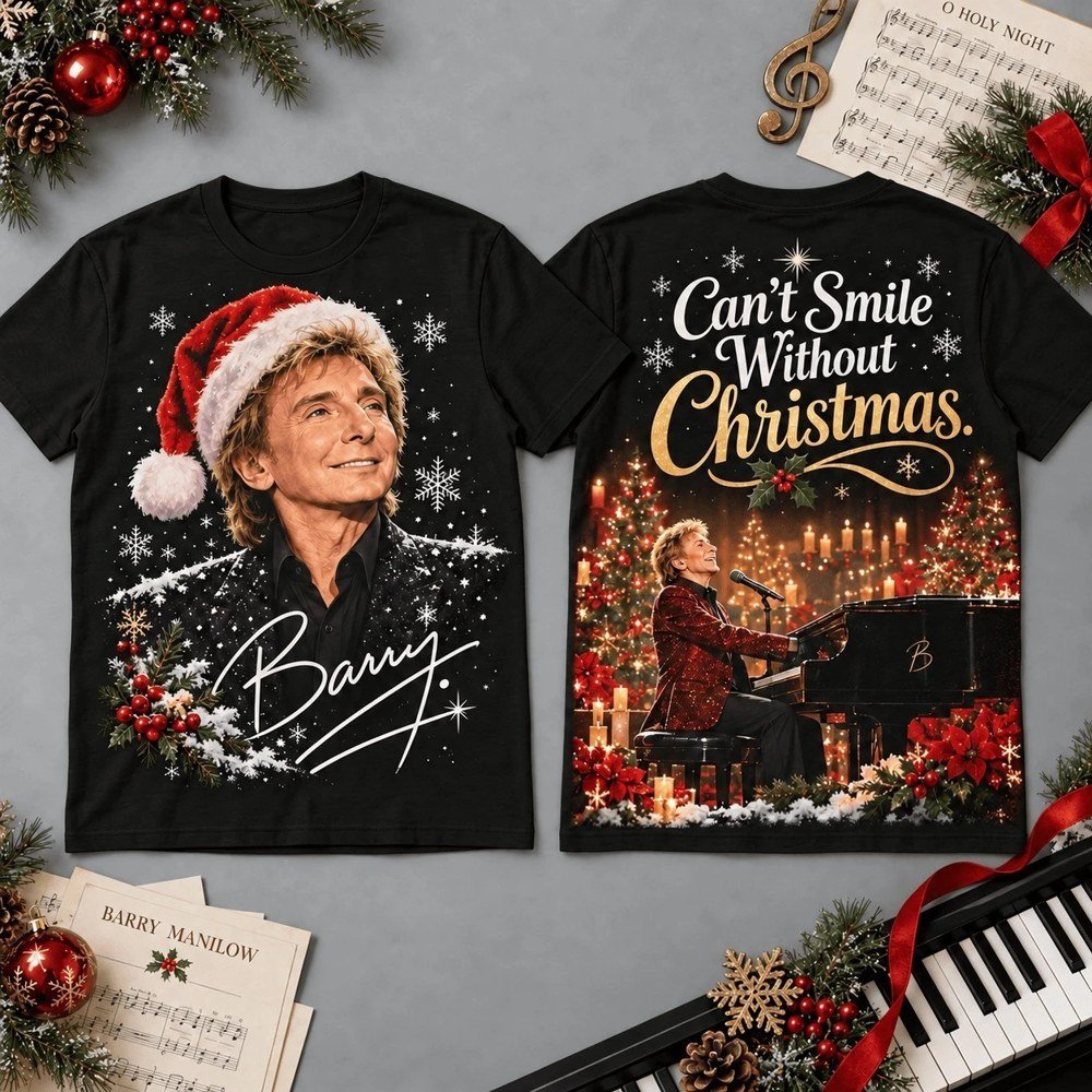 Barry Manilow Merch Can’t Smile Without Xmas Shirt Barry Manilow Outfit Gifts For Music Lovers