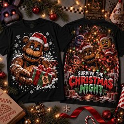 Five Nights At Freddy’s Merch Survive Christmas Night Shirt Xmas Five Nights At Freddy’s Outfit_