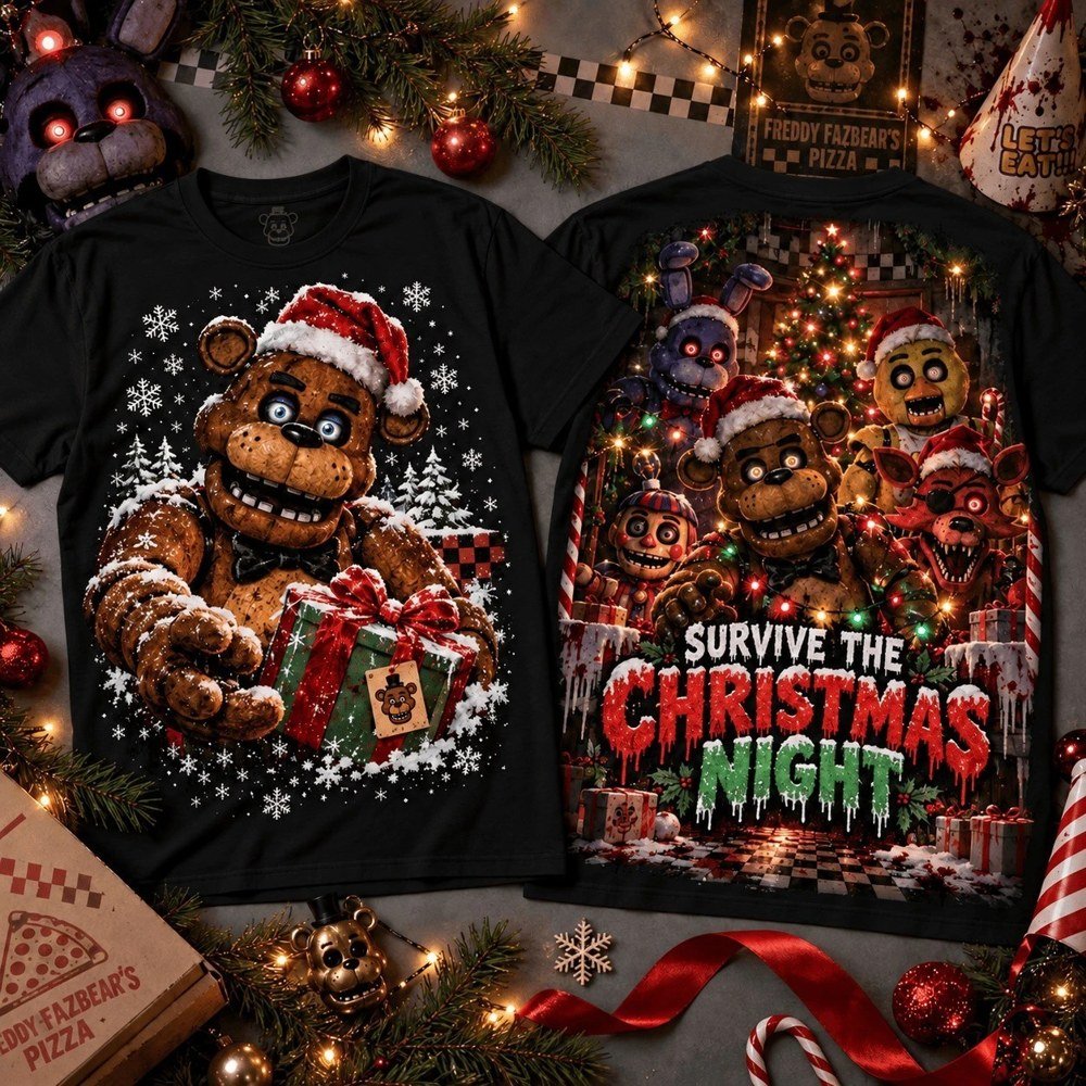 Five Nights At Freddy’s Merch Survive Christmas Night Shirt Xmas Five Nights At Freddy’s Outfit_