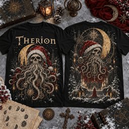 Therion Merch Dark Santa Skull Xmas Nightmare Shirt Therion Outfit Xmas Gifts For Gothic Metal Lovers