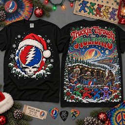 Grateful Dead Truckin Merch Through The Holidays Skull Shirt Grateful Dead Outfit Xmas Best Gifts